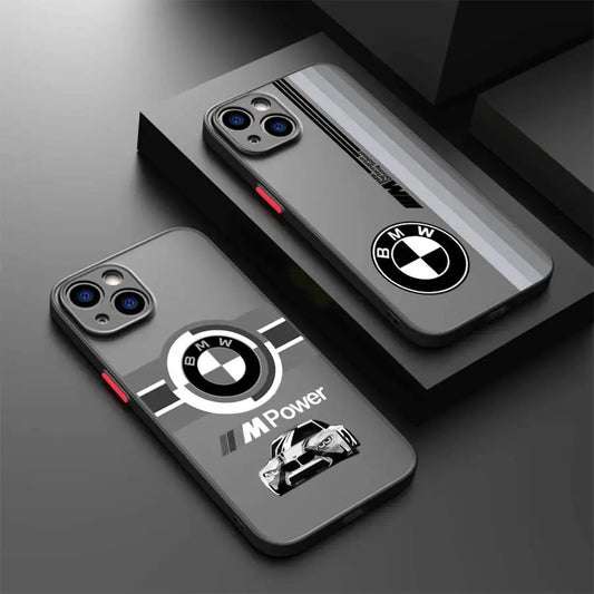 Brand B-M-W Car Phone Case for iPhone 13 Pro 15 Pro Max XR XS X 14 16e 6s 12 Mini SE 16 Pro 11 Pro Max 7 8 SE Black Edge Shell