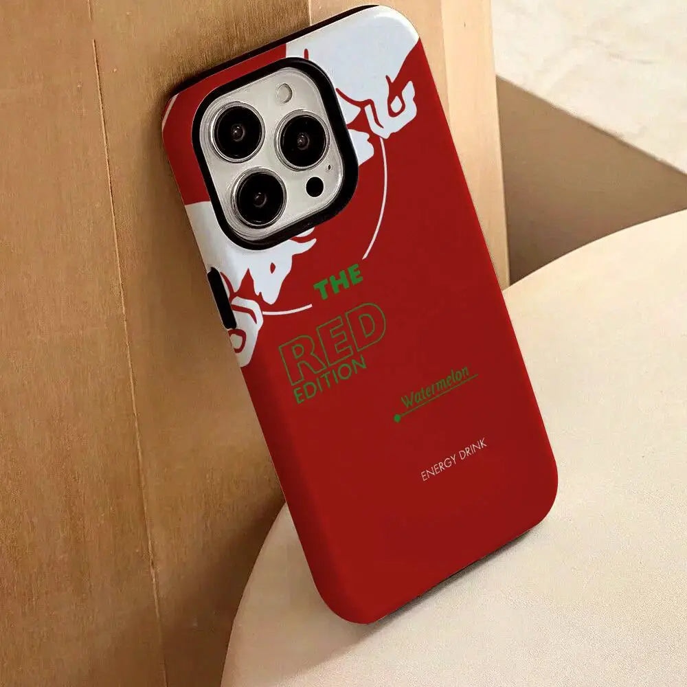 NEW Red Fashion B-bullS Phone Case For IPhone 17 16 15 14 13 12 Pro Max Plus Glossy HD Double-Layer Liquid Back Film Hard Shell